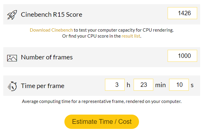 CPU Render Benchmark Cost Calculator CPU Best Benchmarks for Rendering - Cost Estimator